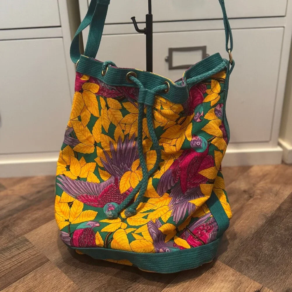 Hermes Parrot Print Bucket Bag